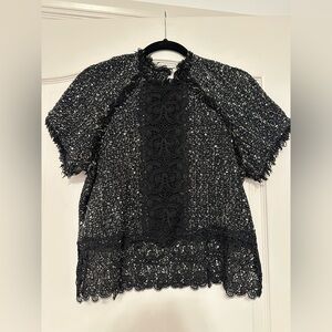 Used size M Zara Black and Silver Embellished Blouse